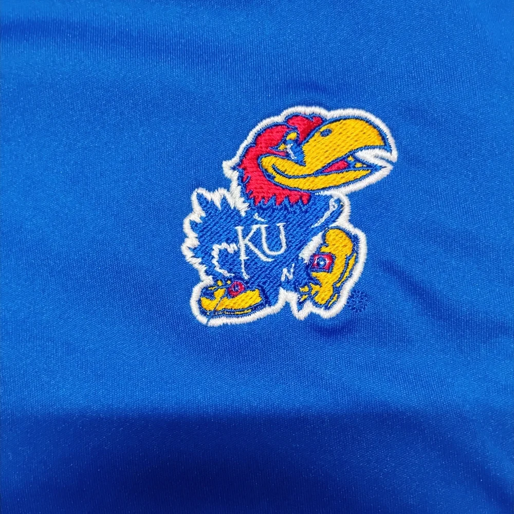 KU Kansas‎ Jayhawks Adidas Royal Blue Performance Polo Mens XL Climalite B